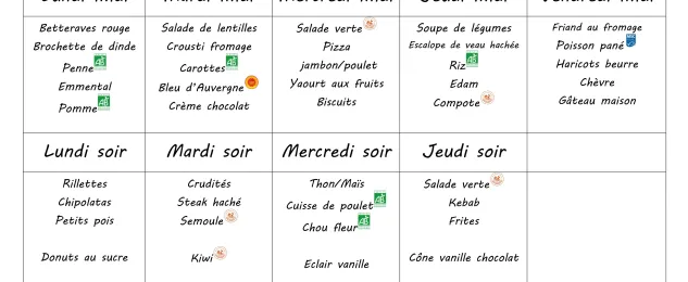 Menu du 20 au 24 avril 2026